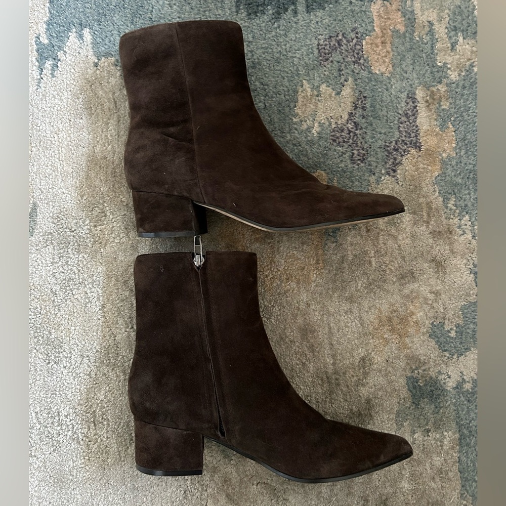 Nine West Maribu Pointed Toe Bootie - Chocolate Suede